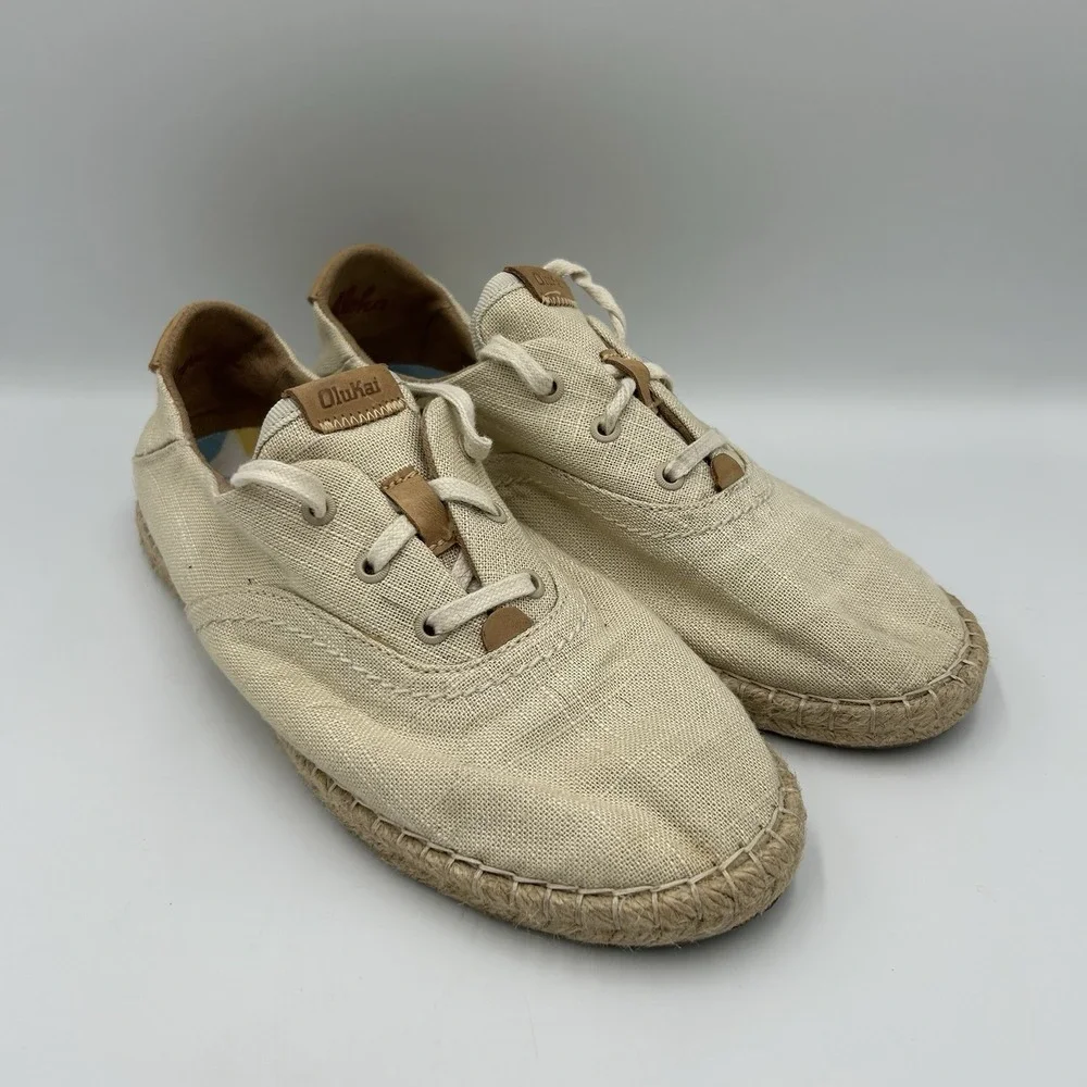 Olukai Women's Kaula Pa'a Li Tapa Espadrille Comfort Casual Shoes - Size‎ 8